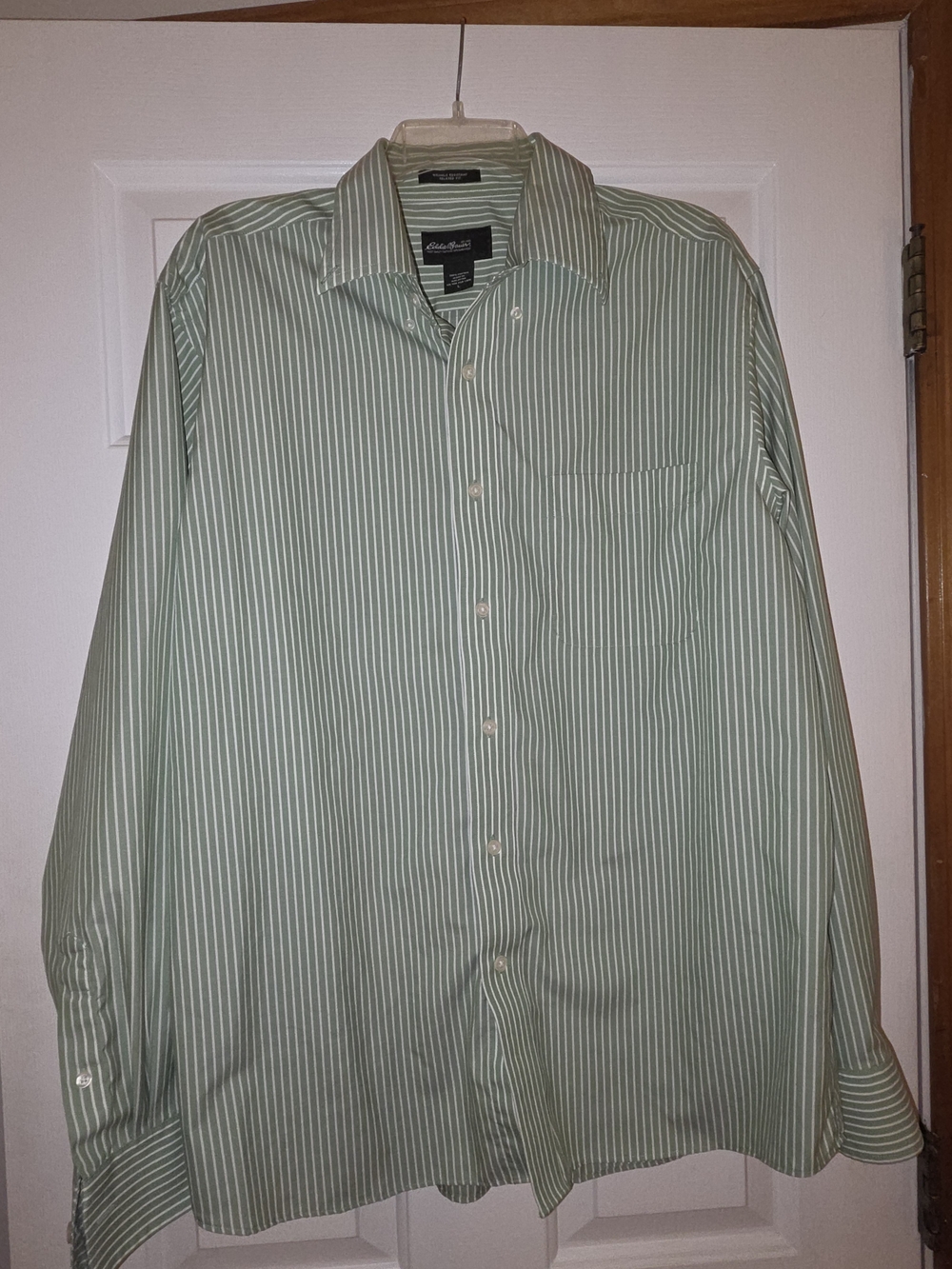 Eddie Bauer Men’s Green Stripe Button Down, Vintage Y2K